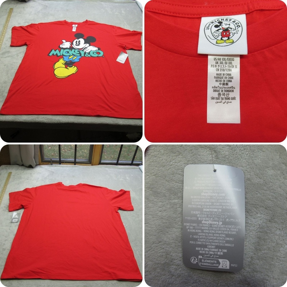 Disney Mickey & Co. Shirt Unisex XXL Red Graphic Print Short Sleeve Crew NEW